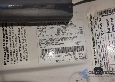 2007 Ford Expedition El Limited z USA, uszkodzony, nr VIN 1FMFK20587LA57188